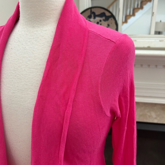 Lilly Pulitzer Pink Open Front Ruffle Hem Cardigan Sweater - Picture 3 of 9